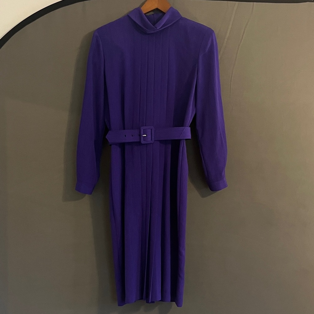 Funky vintage pleated 80s Purple Women's Dress